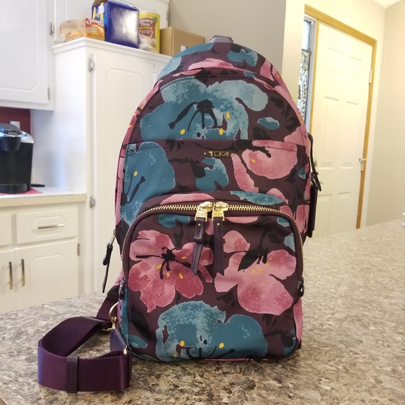 tumi floral backpack